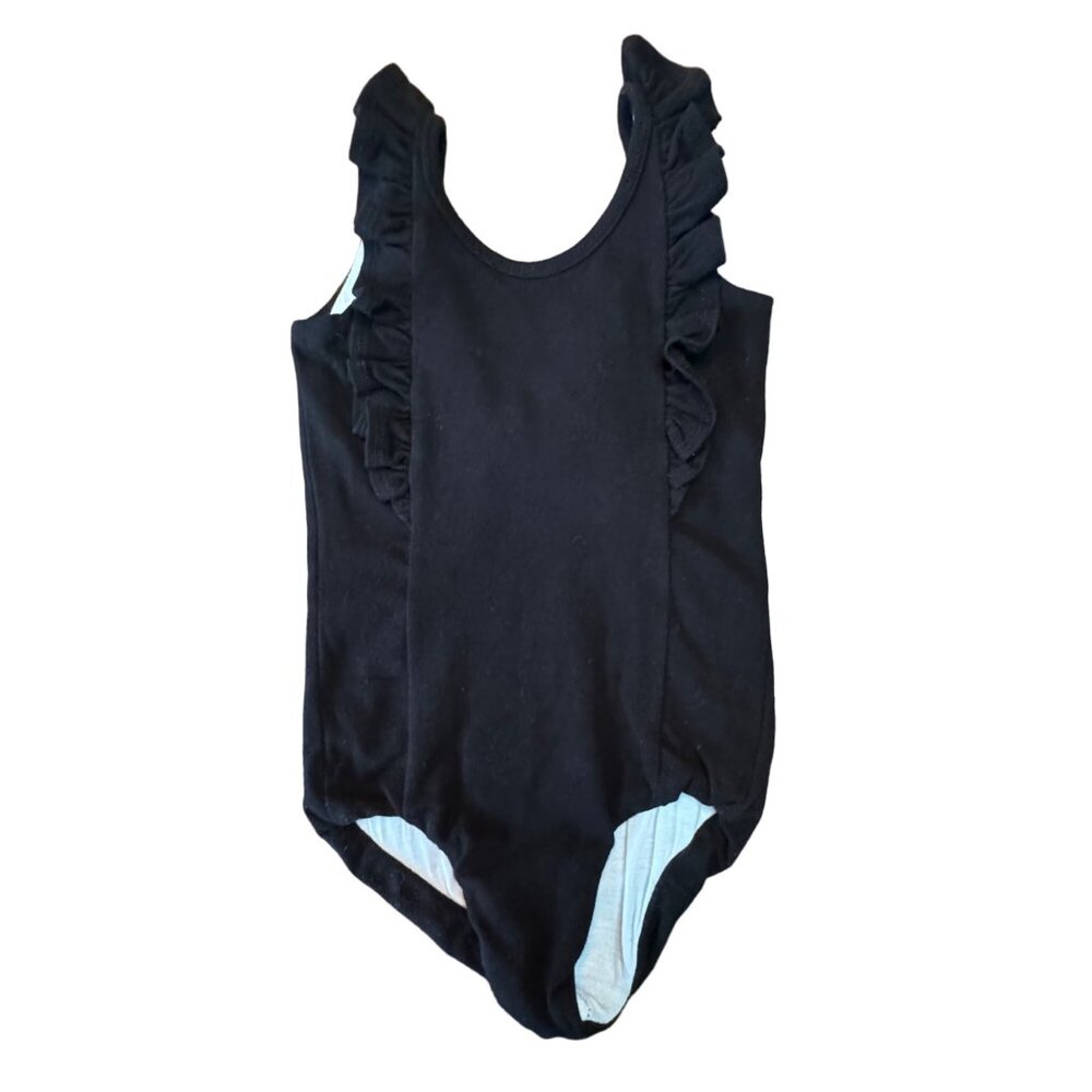 REMIE GIRL Black Leotard Girls 4 4T Ruffle Tank Cotton Leo Girl Lined Solid